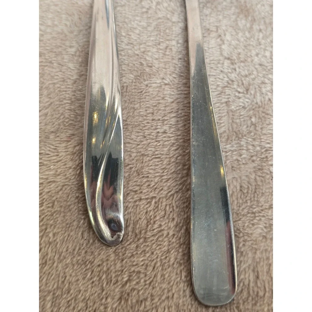 Vintage HIC Japan Stainless Steel Ladle Set 2pc Gravy Sauce Swirl Handle MCM